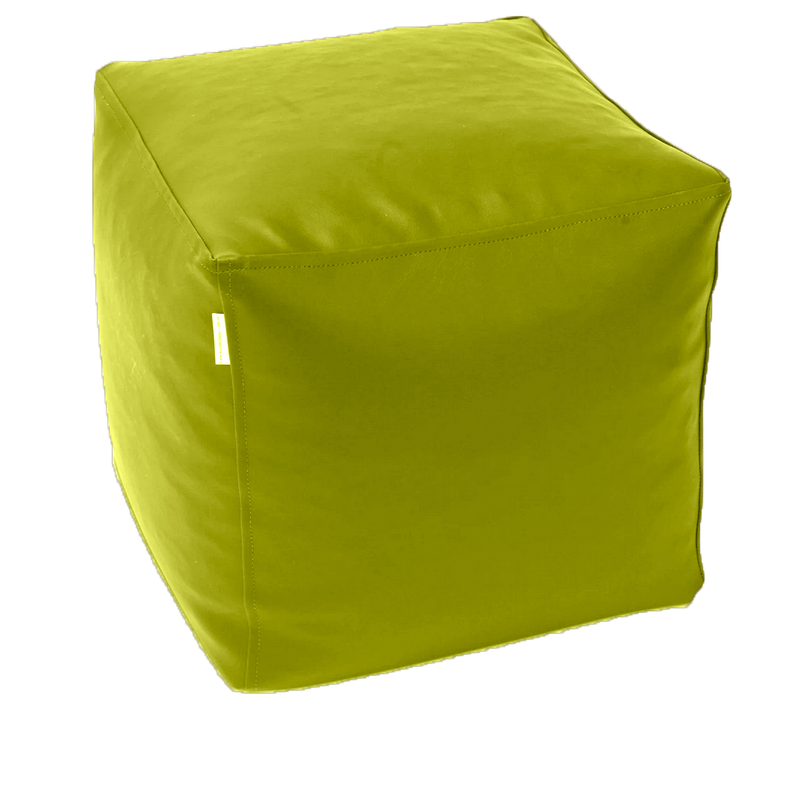 Classic Cube Vinyl Ottoman in Apple Green