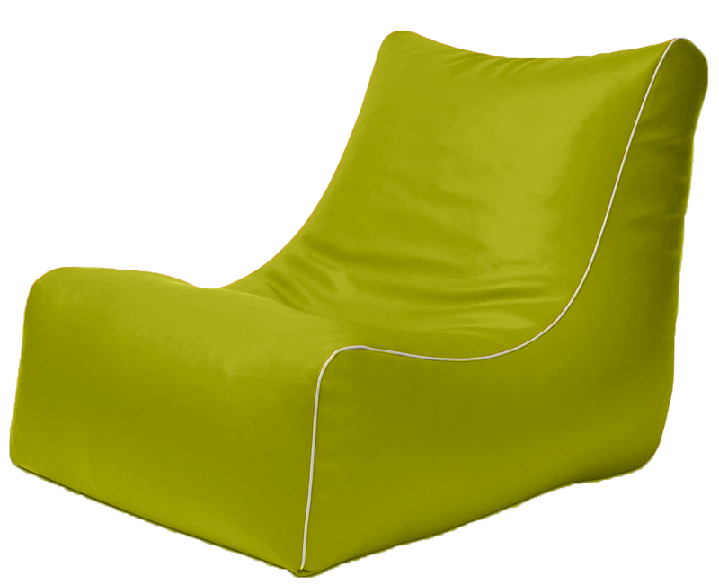 Retro L-Shape Vinyl Bean Bag in Apple Green