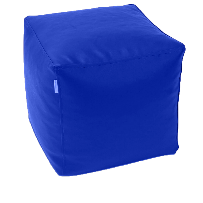 Classic Cube Vinyl Ottoman in Atlantic Blue