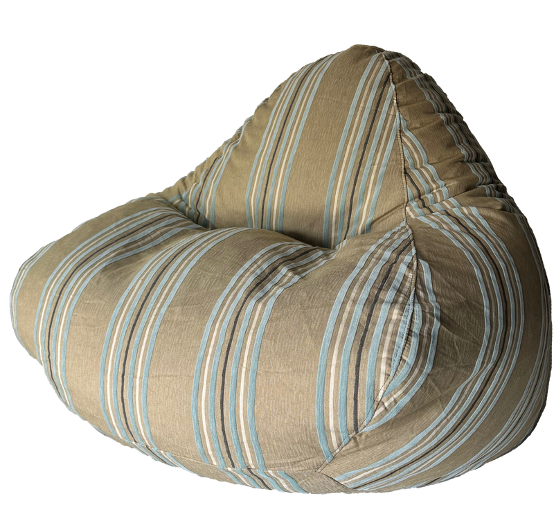 Beige Blue White Stripe Bean Bag