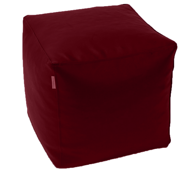 Classic Cube Vinyl Ottoman in Burgandy