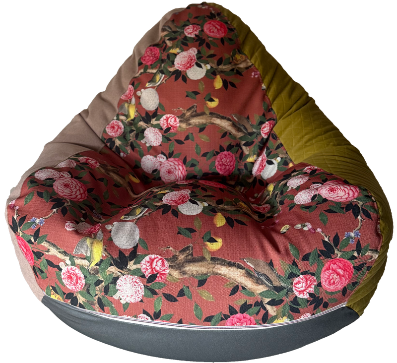 Limited Edition Quad Combo Infusion Series Bean Bag In Camellia Floral and Green Design  *SALE - SPECIAL* Free Liner Included!