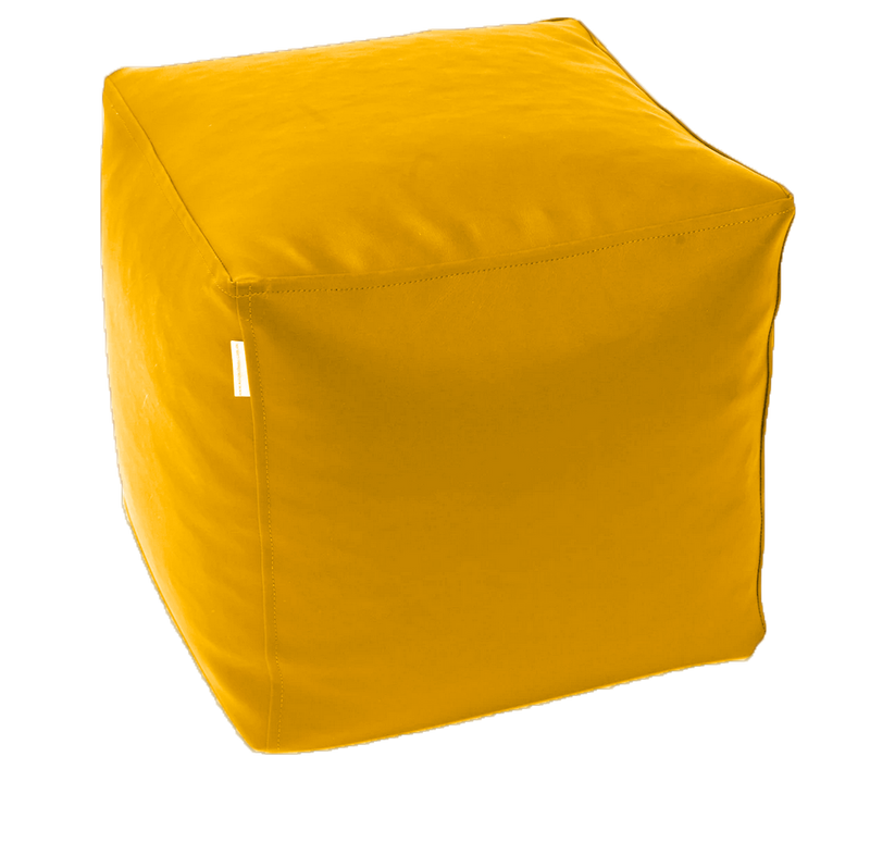 Classic Cube Vinyl Ottoman in Canary Yellow
