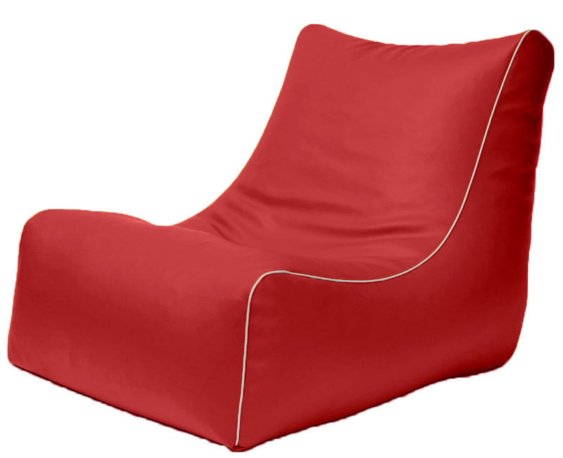 Retro L-Shape Vinyl Bean Bag in Flame Red