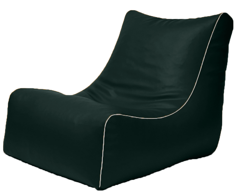 Retro L-Shape Vinyl Bean Bag in Forest Green