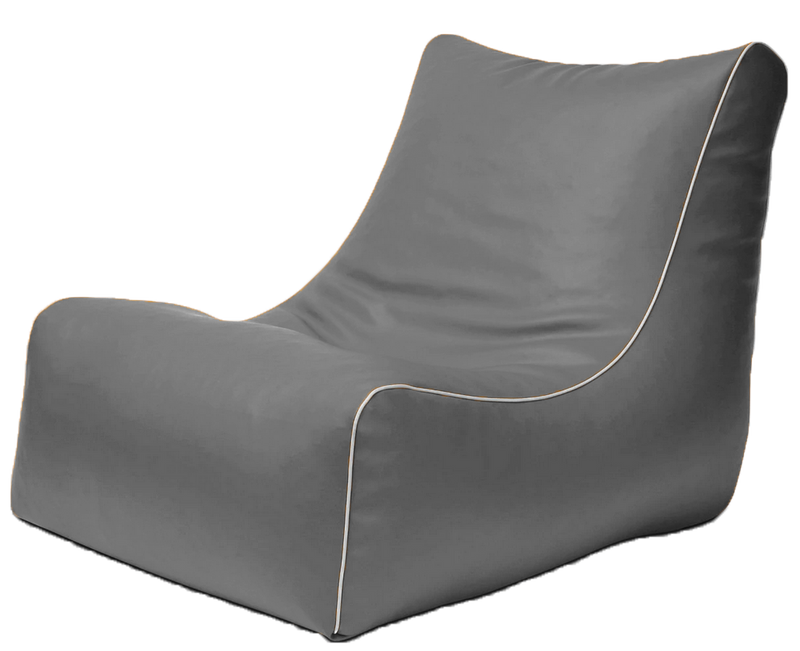 Retro L-Shape Vinyl Bean Bag in Grey