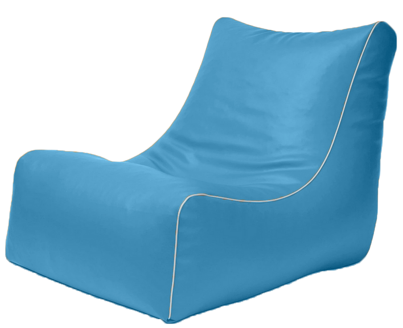 Retro L-Shape Vinyl Bean Bag in Lagoon Blue