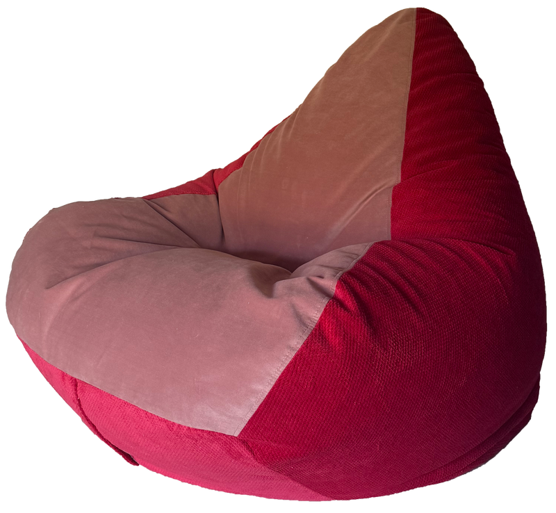 Designer Split Red Pebble / Allure Pink Velvet Bean Bag
