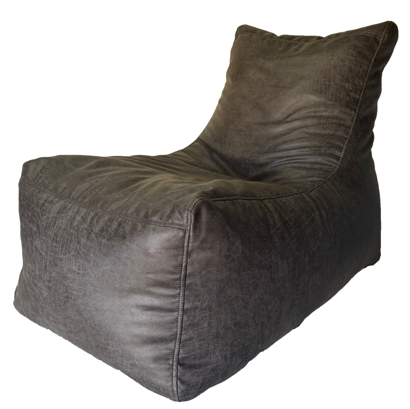 Chill Chaser L-Shape Vintage Antique Leather Look Bean Bag Chair in Various Colours