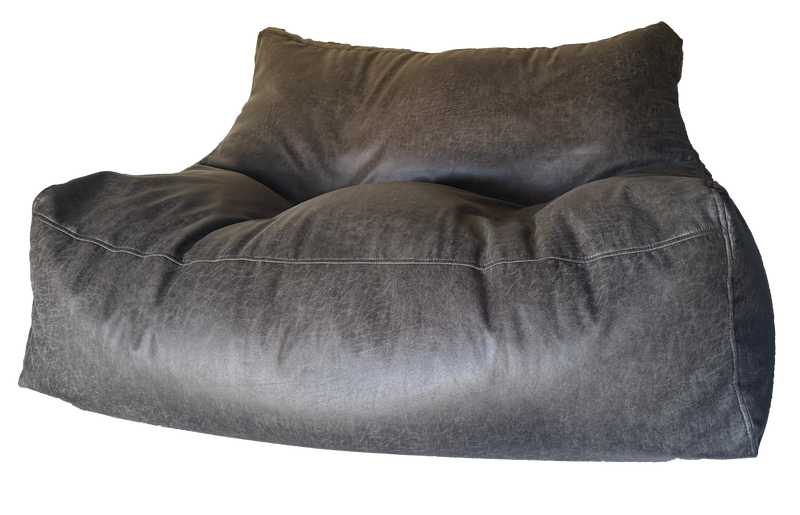 Double Chill Chaser L-Shape Vintage Antique Leather Look Bean Bag Chair in Various Colours
