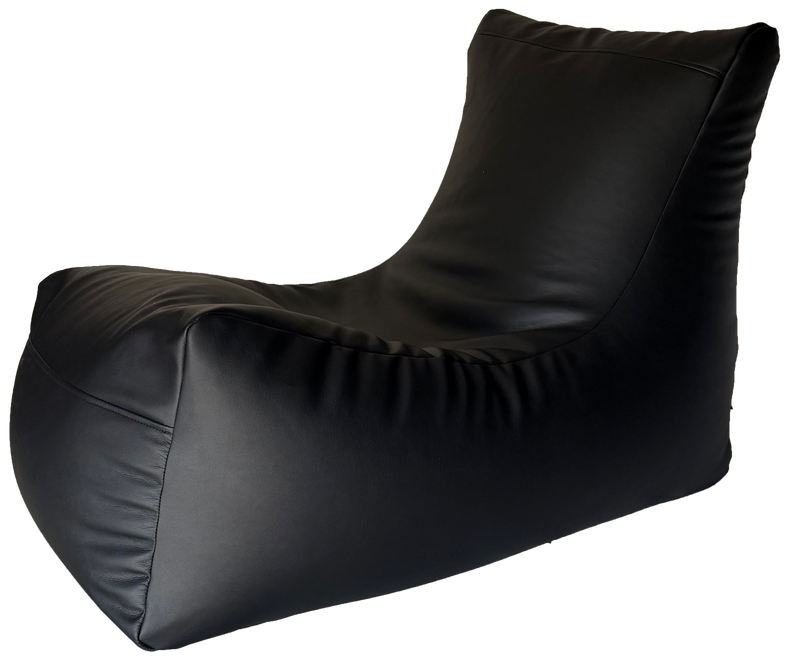 Viva Chill Chaser L-Shape Vinyl Bean Bag Chair in Black