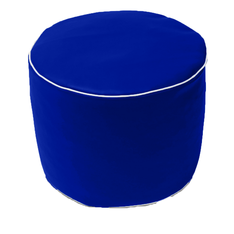 Retro Vinyl Round Ottoman in Atlantic Blue