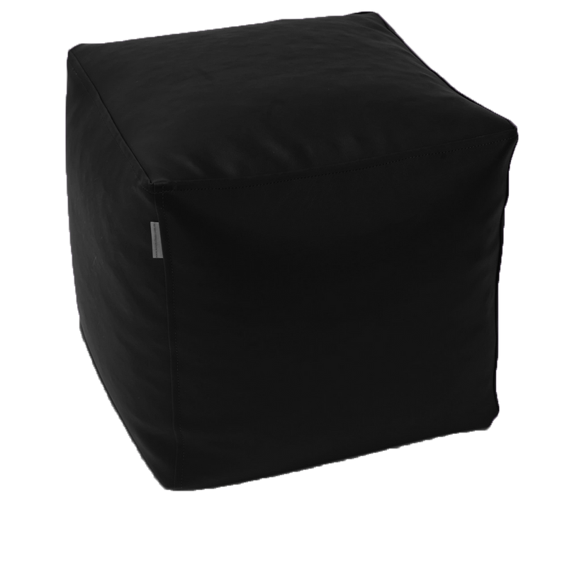 Classic Cube Vinyl Ottoman in Black