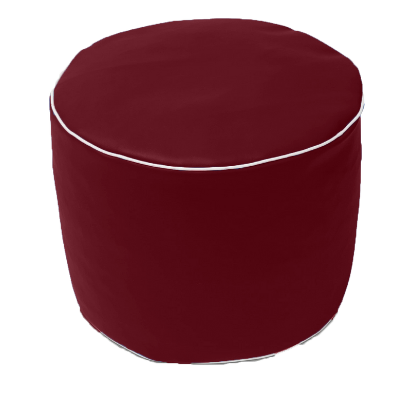 Retro Vinyl Round Ottoman in Burgandy