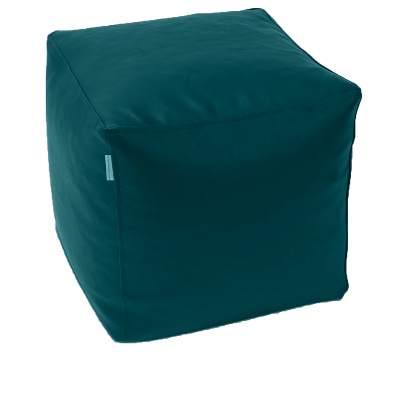 Classic Cube Vinyl Ottoman in Cactus Teal