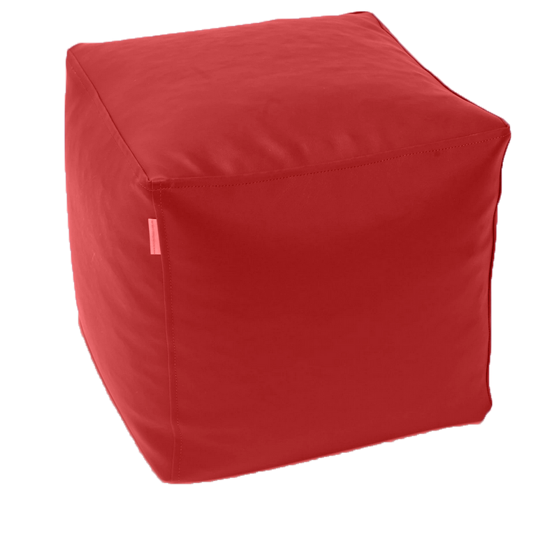 Classic Cube Vinyl Ottoman in Flame Red