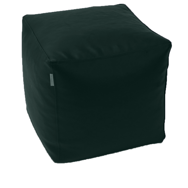 Classic Cube Vinyl Ottoman in Forest Green