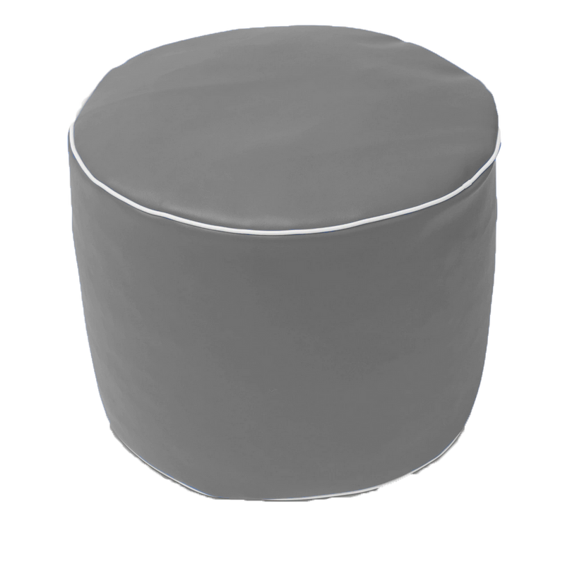 Retro Vinyl Round Ottoman in Grey