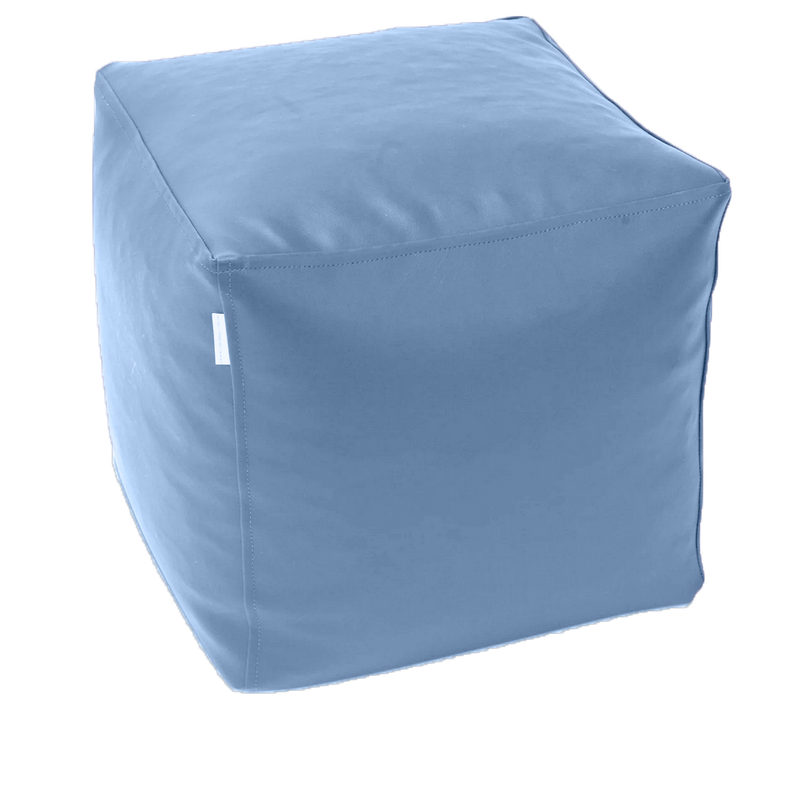 Classic Cube Vinyl Ottoman in Ice Blue