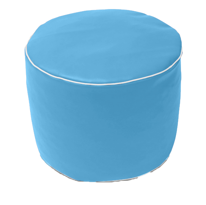 Retro Vinyl Round Ottoman in Lagoon Blue