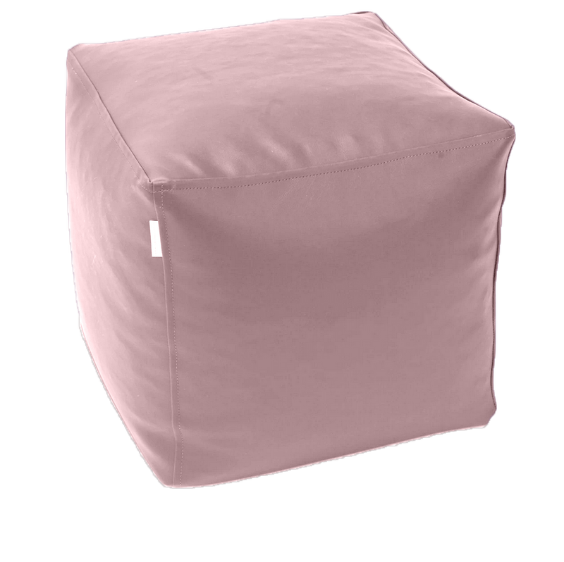 Classic Cube Vinyl Ottoman in Mink Pink