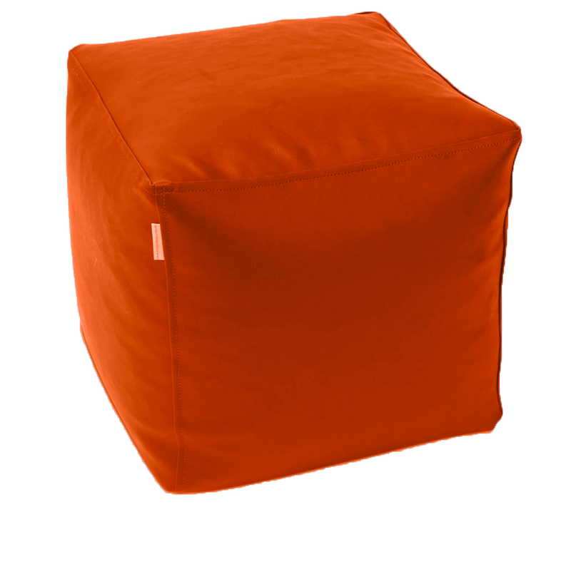Classic Cube Vinyl Ottoman in Orange