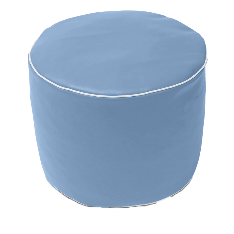 Retro Vinyl Round Ottoman in Sky Blue