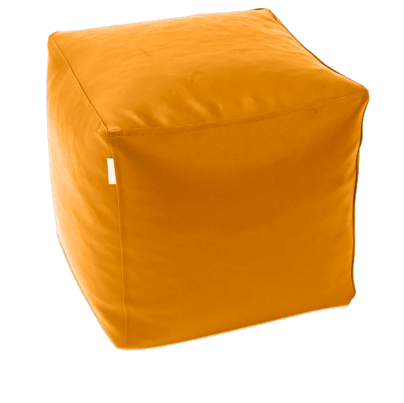 Classic Cube Vinyl Ottoman in Sorbet Orange