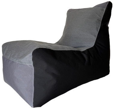 Sunbrella Sun Chaser L-Shape Bean Bag Chair Outdoor in Black and Grey