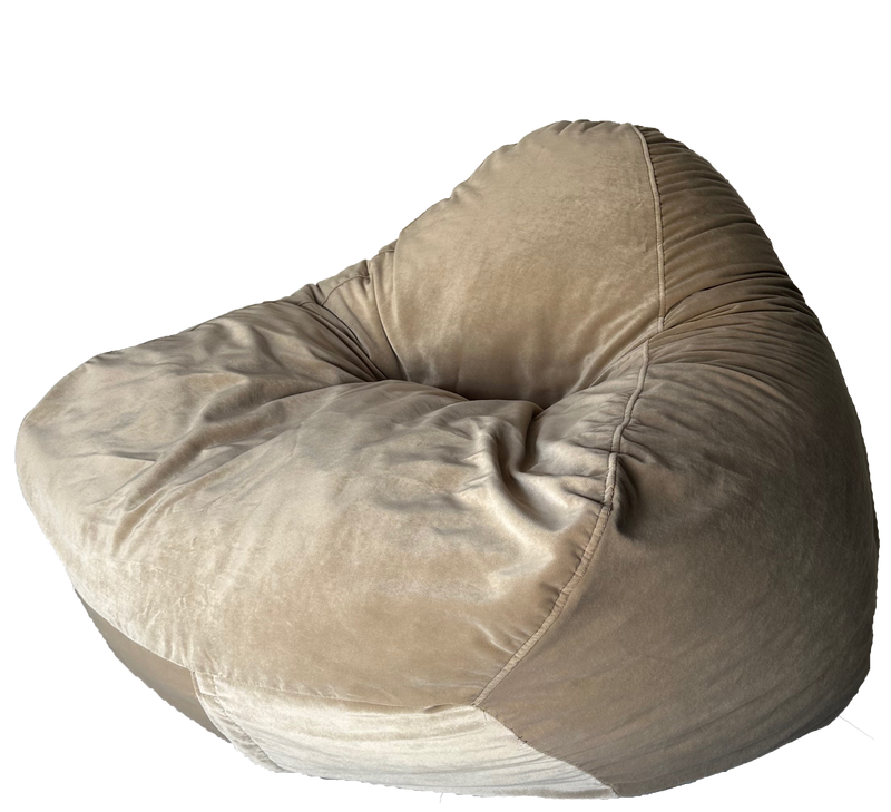 Warwick Velvet Velour Bean Bag In Beige Light Tan