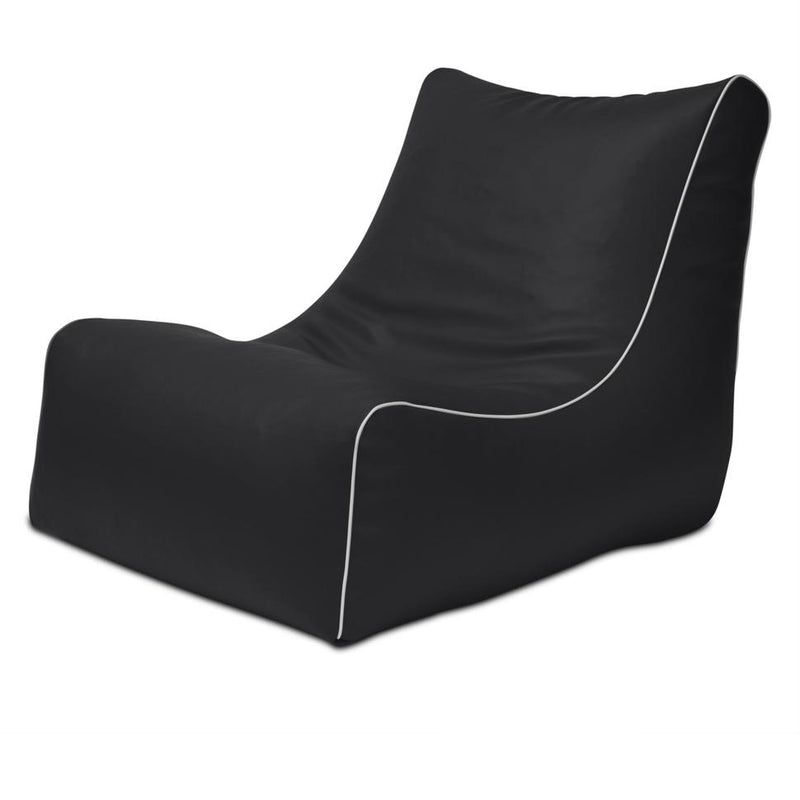 Retro L-Shape Vinyl Bean Bag in Black