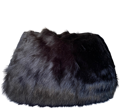 Faux Fur Premium Belgian Long 110mm pile Bean Bag in Black With Mystere Ebony Body