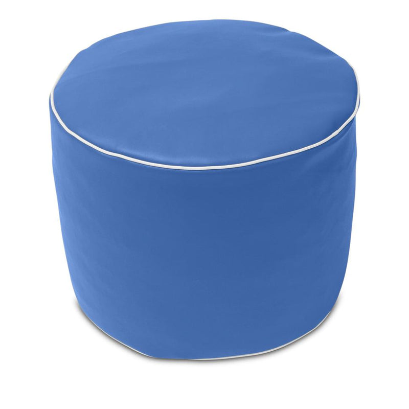 Retro VInyl Round Ottoman in Azure Blue