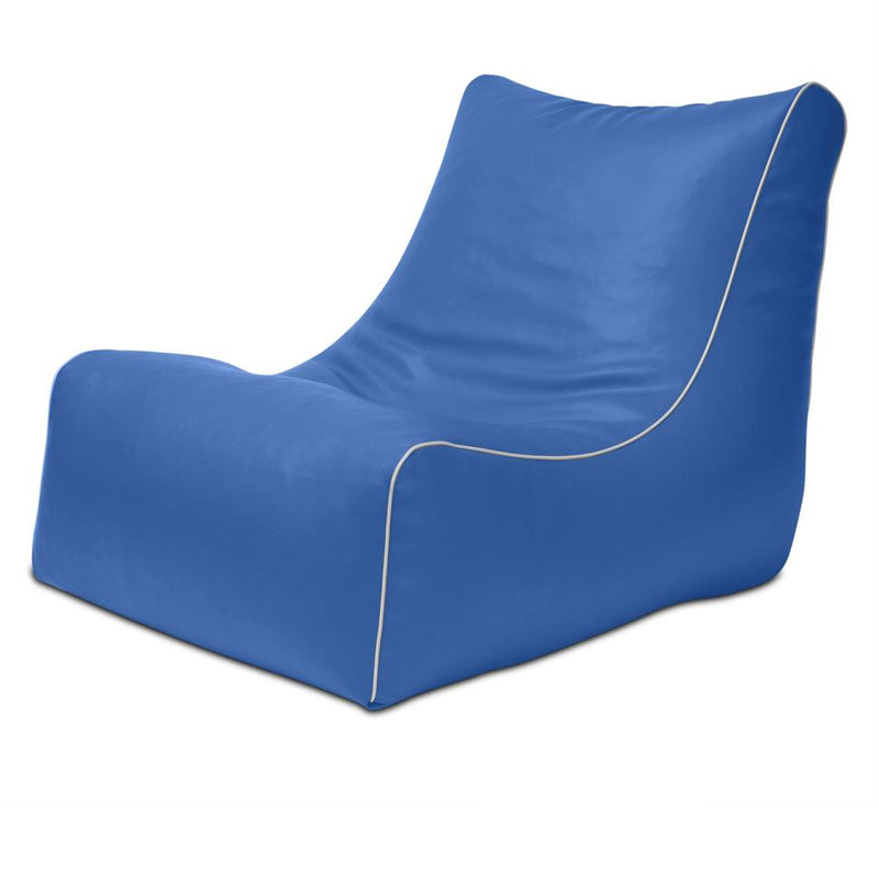 Retro L-Shape Vinyl Bean Bag in Azure Blue