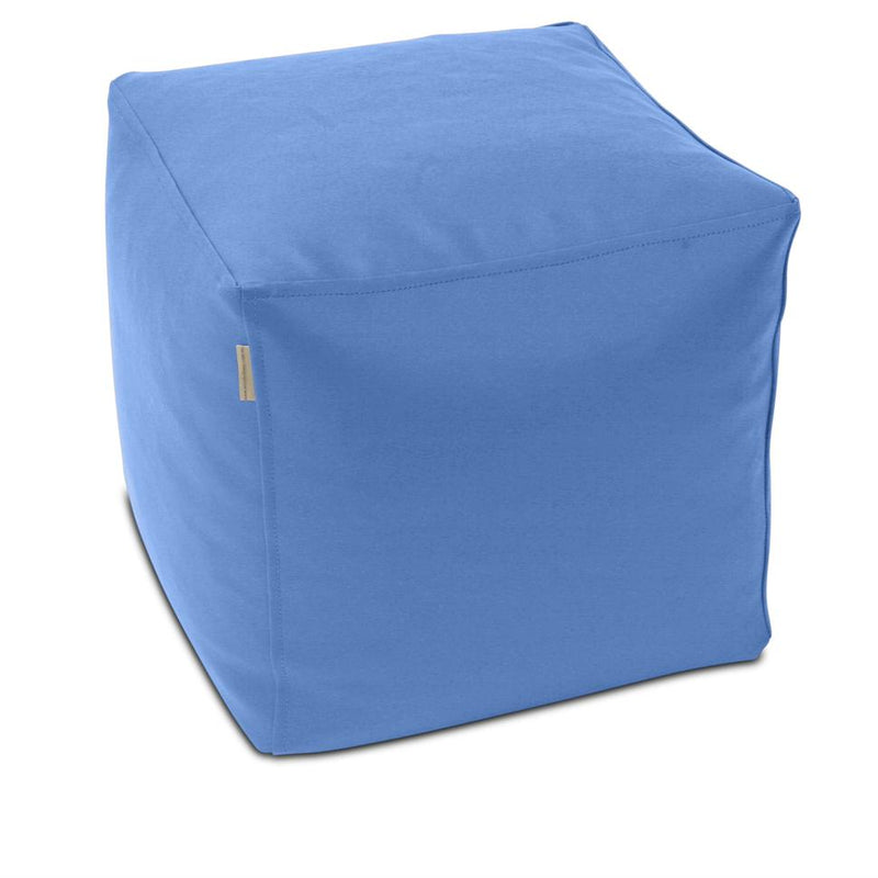 Classic Cube Vinyl Ottoman in Azure Blue