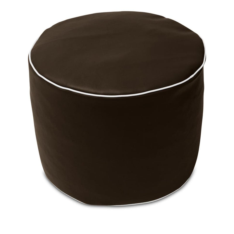 Retro Vinyl Round Ottoman in Chocolate Brown