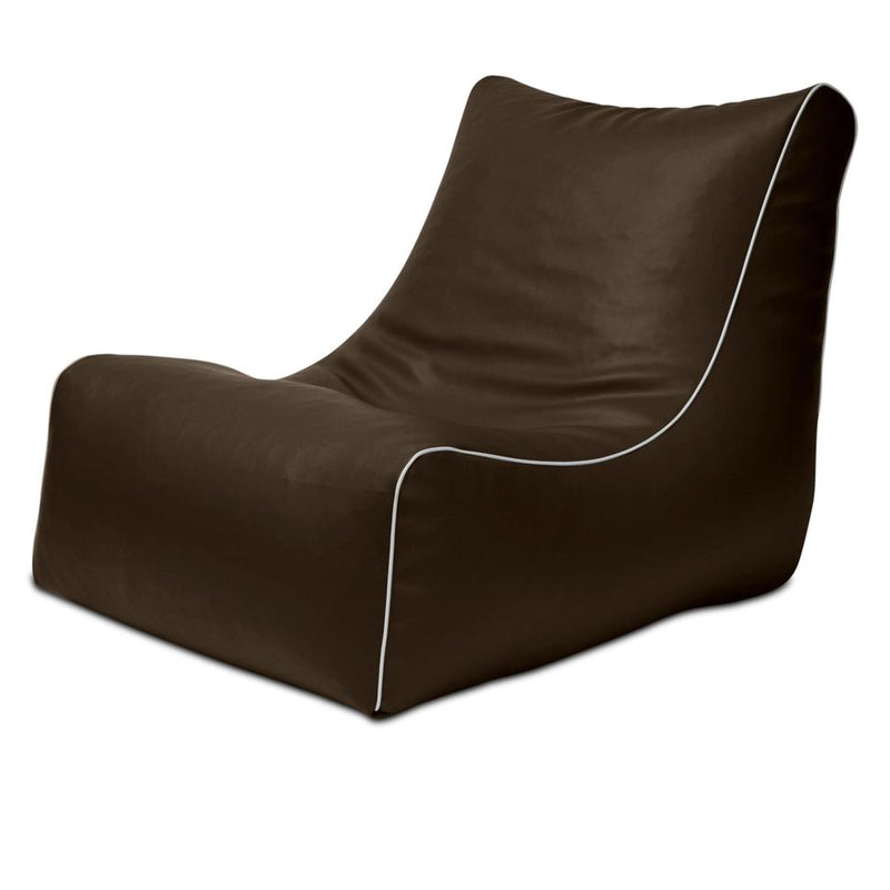 Retro L-Shape Vinyl Bean Bag in Chocolate Brown