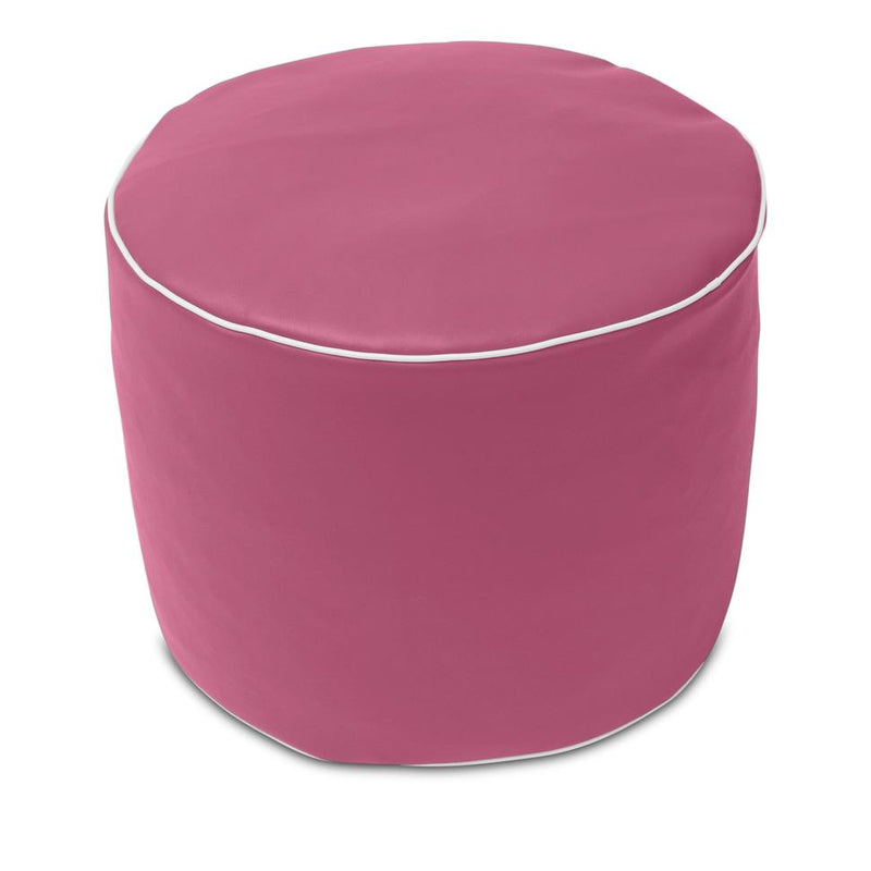 Retro Vinyl Round Ottoman in Flamingo Pink