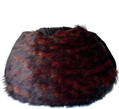 Faux Fur Premium Belgian Lux Pile Bean Bag in Lava With Mystere Ebony Body