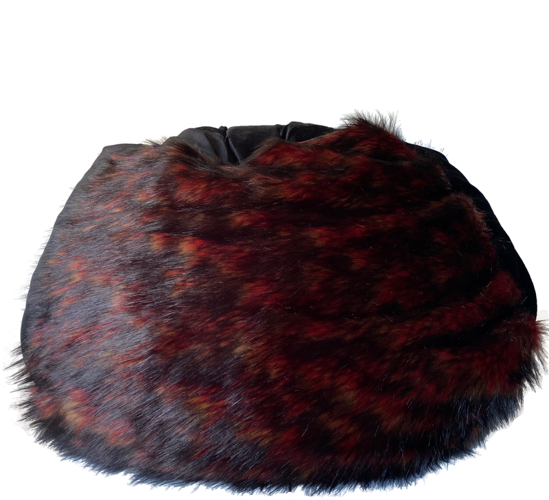 Faux Fur Premium Belgian Lux Pile Bean Bag in Lava With Mystere Ebony Body