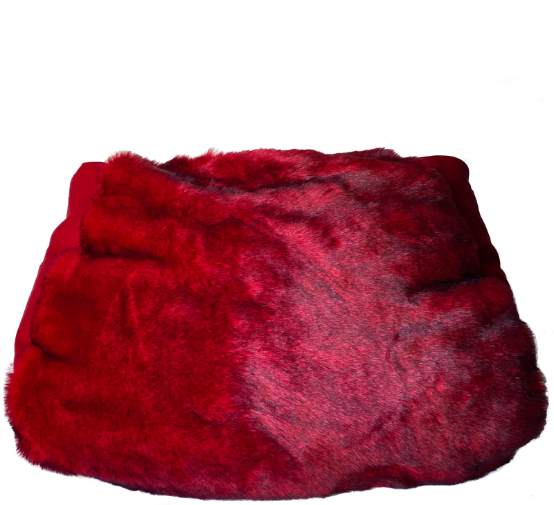 Faux Fur Premium Belgian Lux Pile Bean Bag in Cherry With Mystere Flame Body