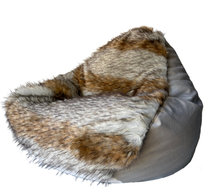 Faux Fur Premium Belgian Lux Pile Bean Bag in Snow Wolf With Mystere Dove Body