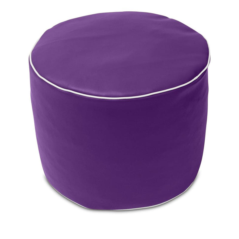 Retro Vinyl Round Ottoman in Grape Purple