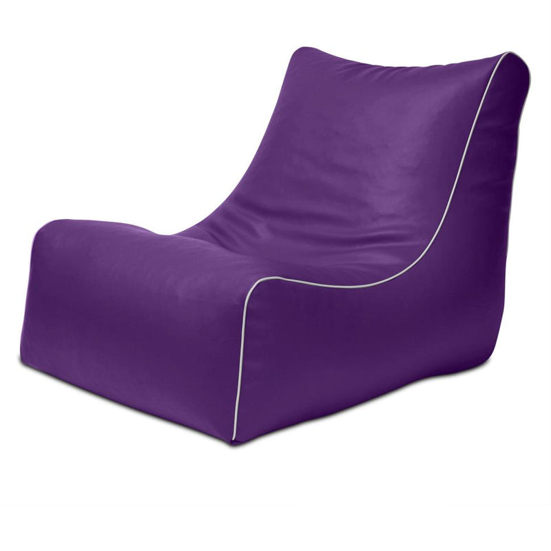 Retro L-Shape Vinyl Bean Bag in Grape Purple