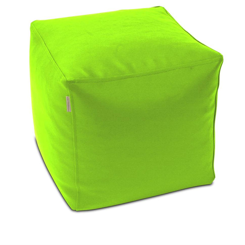 Classic Cube Vinyl Ottoman in Lime Green