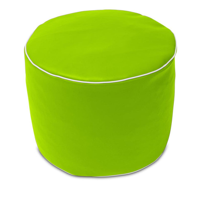 Retro Vinyl Round Ottoman in Lime Green