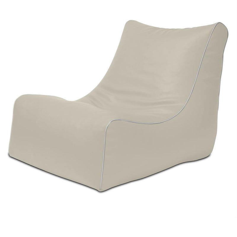 Retro L-Shape Vinyl Bean Bag in Marshmallow White