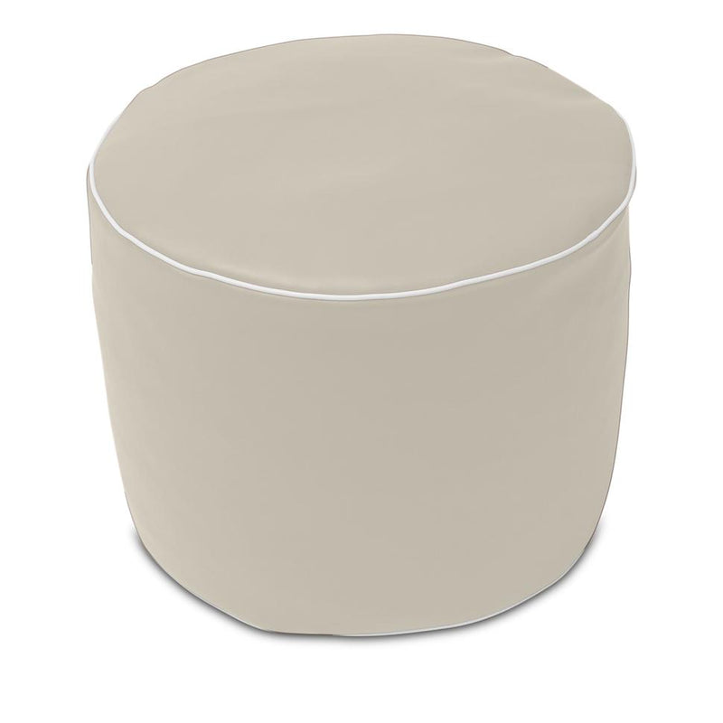 Retro Vinyl Round Ottoman in Marshmallow White