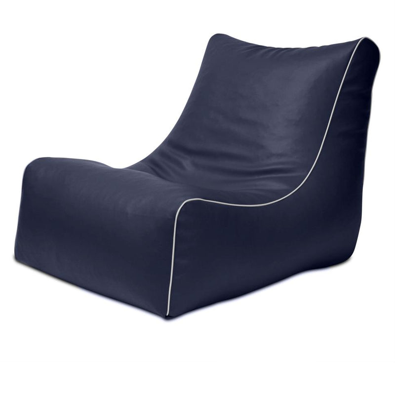 Retro L-Shape Vinyl Bean Bag in Navy Blue