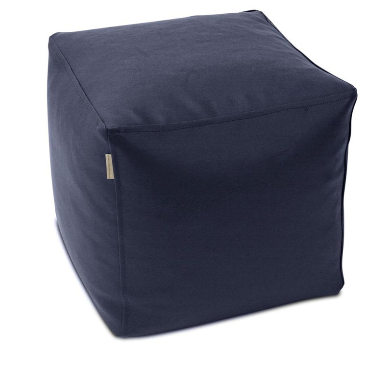 Classic Cube Vinyl Ottoman in Navy Blue